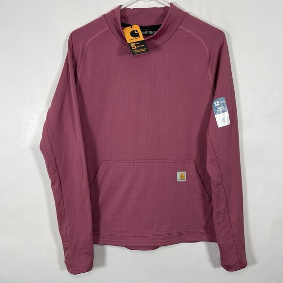 Carhartt Force Relaxed Fit Long Sleeve Mock Neck Pullover Womens Small Pink NWT - Picture 1 of 14